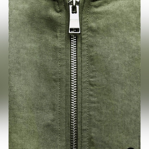 ZARA CROPPED LINEN BLEND BOMBER JACKET Size Small oversized NWT - Picture 5 of 6